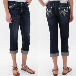 Rock Revival "Maisky" Easy Capri Cropped Blue Jeans Y2K Bling | Women's Size 27